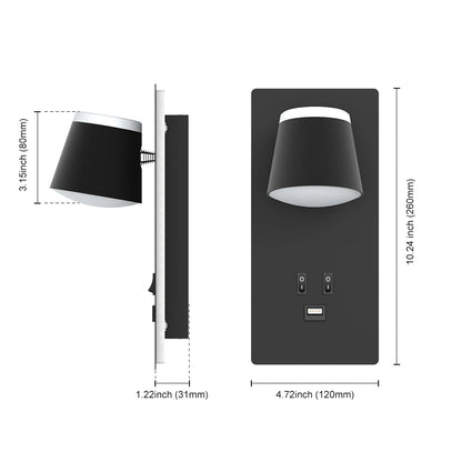 16W Rotatable Black Led Wall Lights Fixture With USB Port SY-I1010