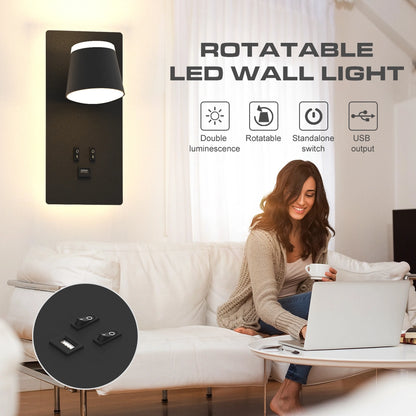 16W Rotatable Black Led Wall Lights Fixture With USB Port SY-I1010