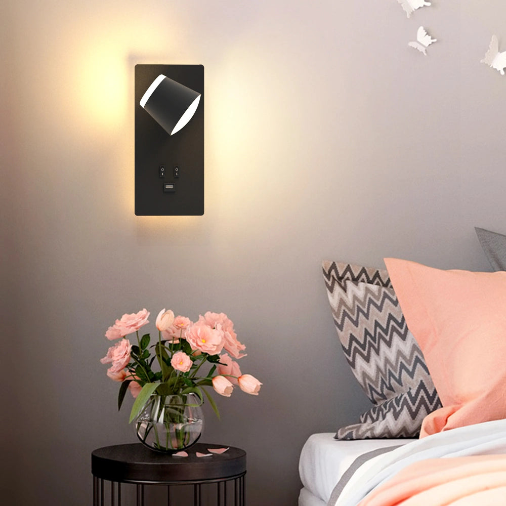 16W Rotatable Black Led Wall Lights Fixture With USB Port SY-I1010