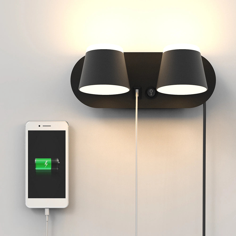 12W Contemporary Dimming Rotatable Indoor Lights Bedroom Wall With Cord USB Port SY-I007