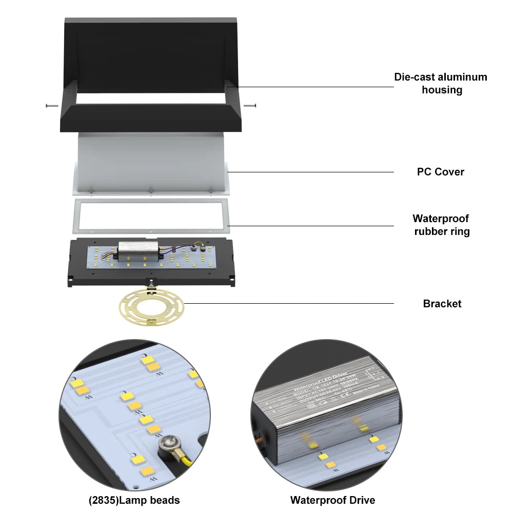 24W IP65 AC 85-265V Led Outdoor Wall Lamp With Bracket SY-O9553