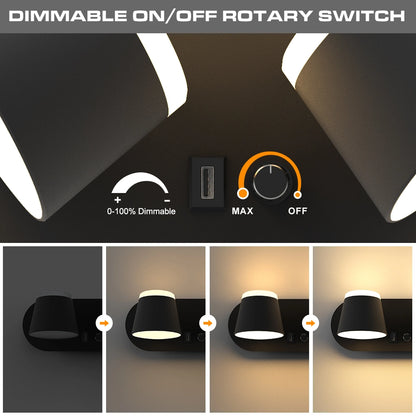 12W Dimmable Rotatable Wall Lamps For Living Room With Cord USB Port SY-I069