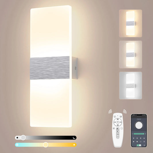 Smart Indoor Wall Lamp 12W Remote Control Sconce SY-I6558-App-Silver