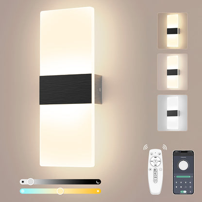 Smart Wall Lamps For Bedroom Living Room 12W Black Wall Sconce SY-I6558-App-Black